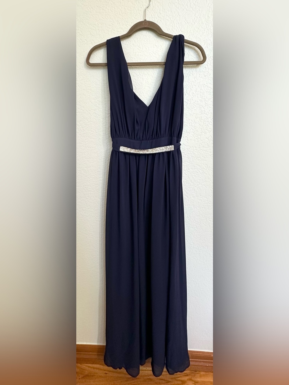 Express Navy Blue Embellished Waist Maxi Dress Size 8